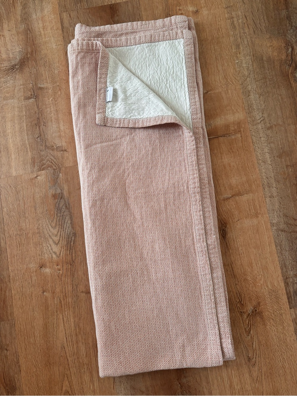 NWOT Piscatextil Portugal Premium Woven Cotton Throw Blanket Peach Cream